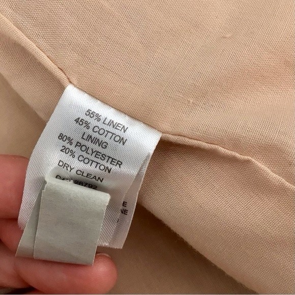 Dalia Linen Light Pink Shoulder Pad Faux Pockets Blazer Size Medium - Picture 3 of 13